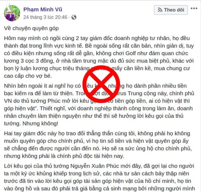 Sao lại ngăn cản người dân quyên góp chống dịch covid – 19?