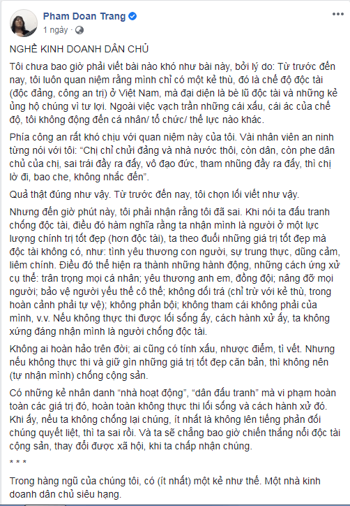 Sau khi “giải nghệ” Đoan Trang quay lại tố đồng đội