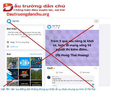 Sự gian xảo của Việt Tân khi thông tin sai sự thật