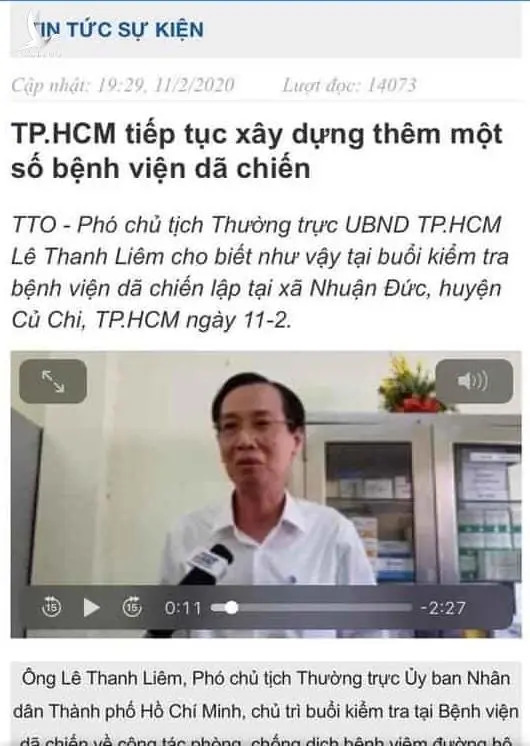 Sự thật clip Phó Chủ tịch TPHCM nói về ca tử vong do dịch COVID-19