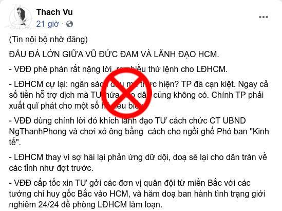 Sự thật sau thuyết âm mưu về ‘Phó Thủ tướng Vũ Đức Đam và Lãnh đạo TP.Hồ Chí Minh’ Sự thật sau thuyết âm mưu về ‘Phó Thủ tướng Vũ Đức Đam và Lãnh đạo TP.Hồ Chí Minh’