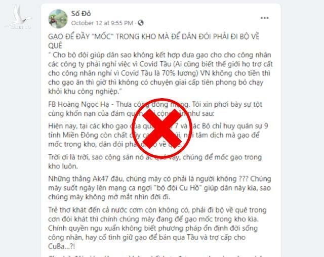 Sự thật thông tin, “Gạo mốc trong kho mà để dân đói phải đi bộ về quê”