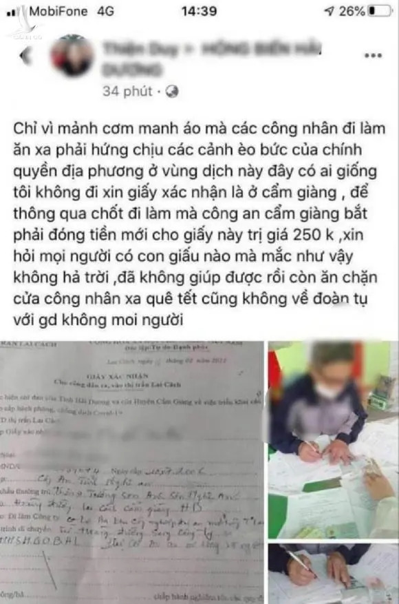 Sự thật thông tin “thu phí 250.000 đồng qua chốt kiểm dịch Covid-19 tại huyện Cẩm Giàng, Hải Dương”