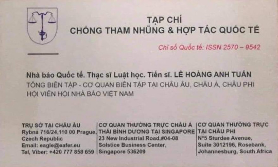 Sự thật về tạp chí Chống tham nhũng của 'nhà báo quốc tế'