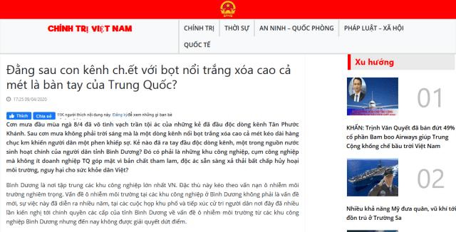 Sự thật về tin đồn công ty Trung Quốc xả thải, khiến kênh Tân Phước Khánh nổi bọt trắng