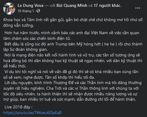 Tật mê tín của ứng viên Lê Dũng Vova