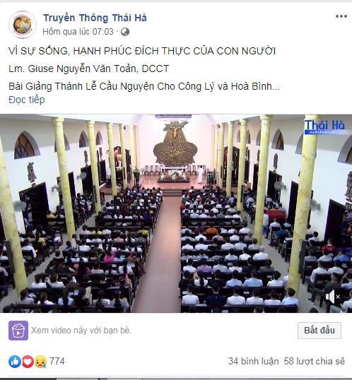 Thấy Gì Qua “Thánh Lễ Cầu Nguyện Cho Công Lý Và Hòa Bình” Cuối Tháng 6/2019 Tại Nhà Thờ Thái Hà