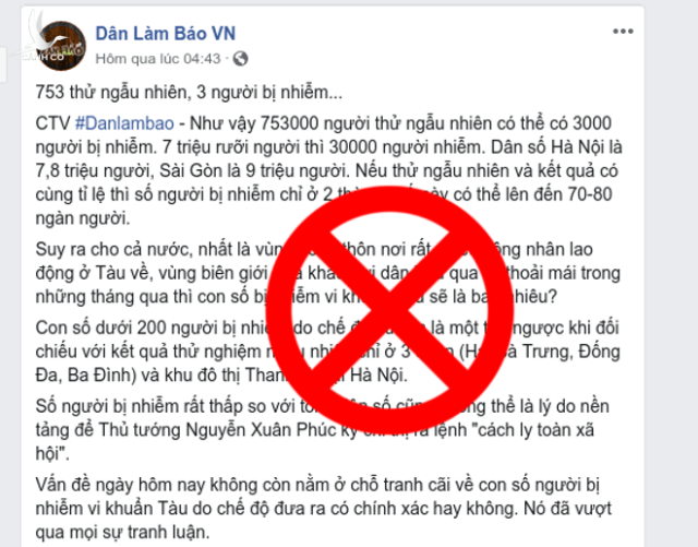 Thấy gì qua việc Dân Làm Báo tung tin “Việt Nam đang có hơn 80.000 ca nhiễm”