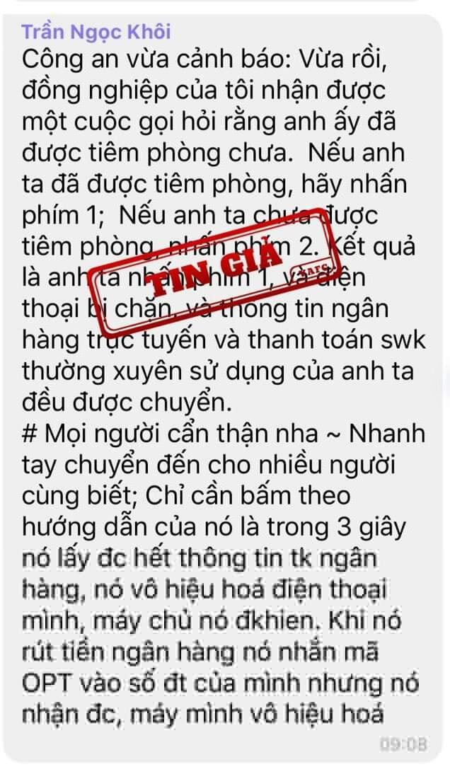 Thông tin cảnh báo lừa đảo, chiếm đoạt tài sản ngân hàng đang làn truyền trên MXH được VAFC xác định là tin giả