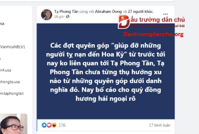 Thủ đoạn 'ăn tiền' từ hải ngoại cho nhà đấu tranh dân chủ mà Tạ Phong Tần sẽ công khai ?