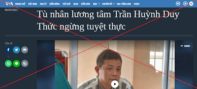 Thực hư chuyện Trần Huỳnh Duy Thức ngừng tuyệt thực vì đạt được mục đích