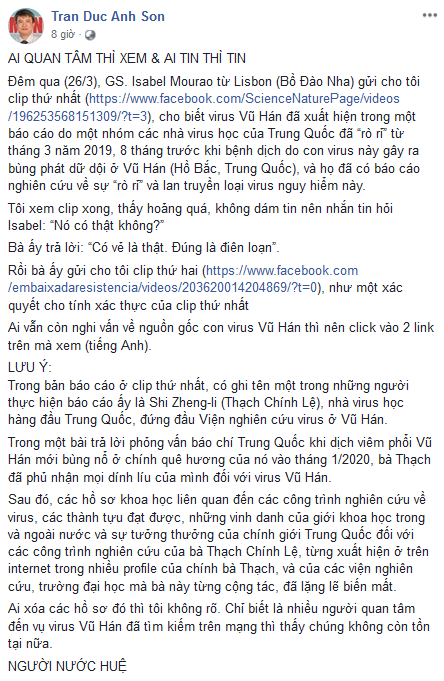 Tiến sĩ Trần Đức Anh Sơn đang phát tán tin giả do cẩu thả và cảm tính?