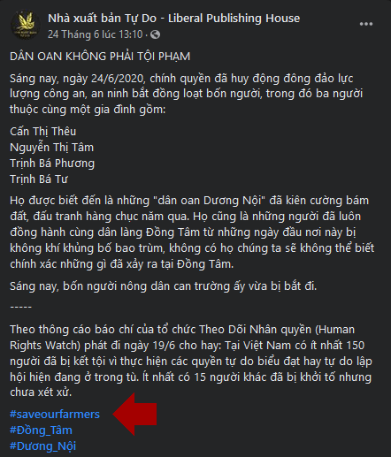 Tổ chức VOICE đầu tư vào thị trường “dân oan” nhân vụ Đồng Tâm, Dương Nội?