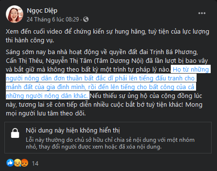 Tổ chức VOICE đầu tư vào thị trường “dân oan” nhân vụ Đồng Tâm, Dương Nội?