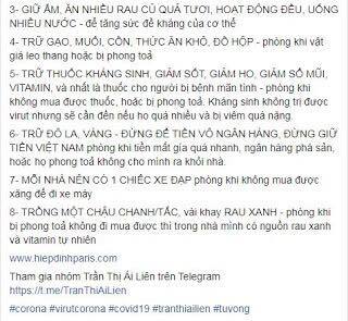 Trần Thị Ái Liên đang cố tình chống đối Đảng và Nhà nước qua việc thông tin về dịch corona
