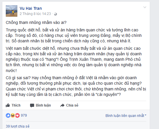 Trần Vũ Hải và bản án nhẹ nhàng cho vị luật sư ủng hộ tham ô và lừa đảo