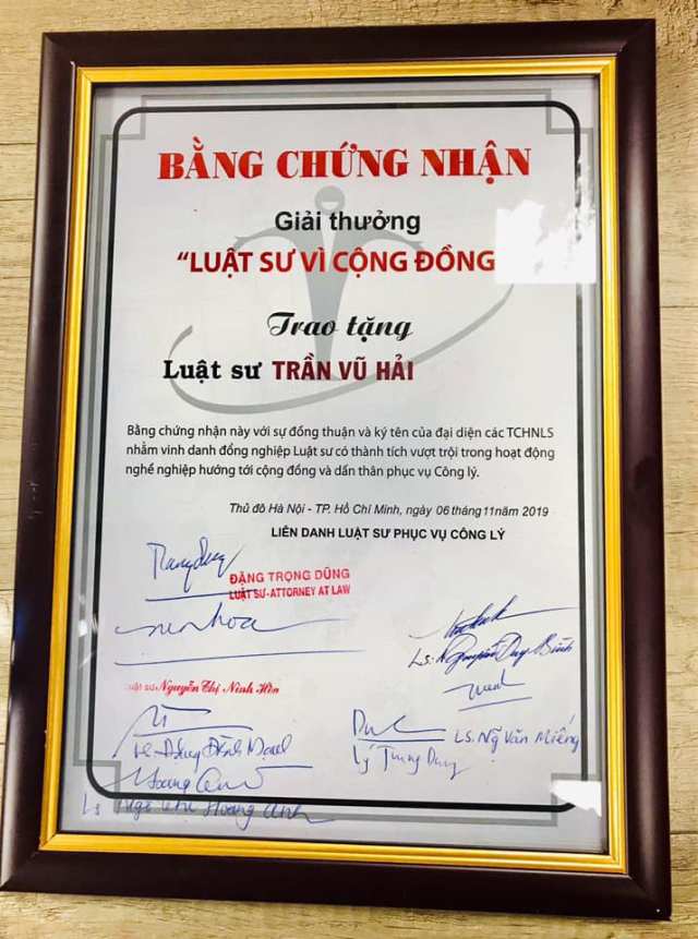 Trần Vũ Hải với cái gọi là “luật sư vì cộng đồng”