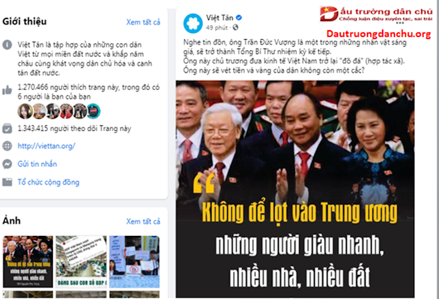 Trang facebook Việt tân hết tin để la làng, phải đăng tin 'nghe đồn'