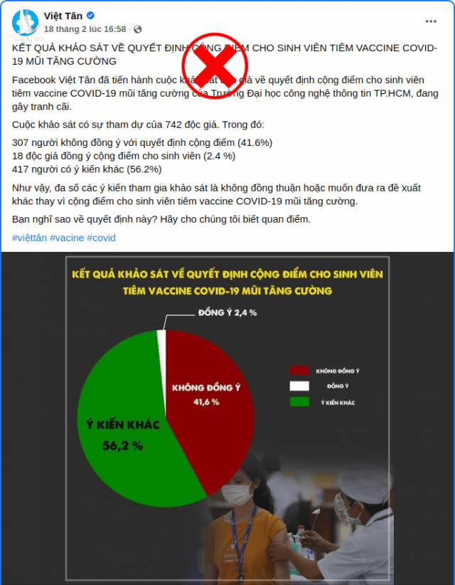 Trò lố “khảo sát ý kiến” của Việt Tân về việc cộng điểm cho sinh viên tiêm vaccine Covid-19