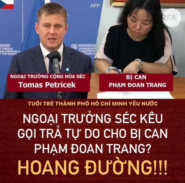 Tư cách gì mà đòi trả thả con trời đánh thánh vật Phạm Đoan Trang, hả Tomas Petricek?