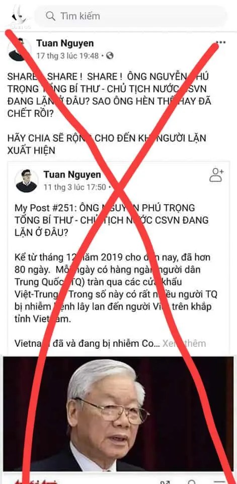 Tuan Nguyen – Facebook phản động xuyên tạc về lãnh đạo Đảng, Nhà nước nhận phải kết cục bẽ mặt