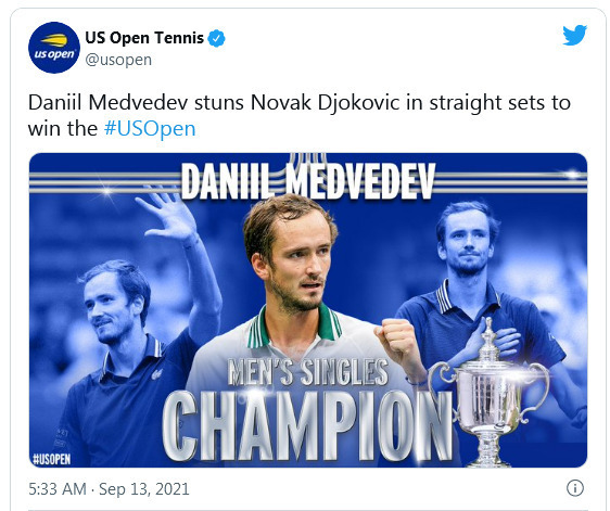 US Open 2021: Medvedev lần đầu giành Grand Slam, ngăn Djokovic tạo cột mốc lịch sử