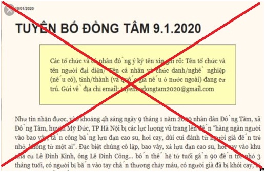 Vạch trần bản chất cái gọi là “Bản tuyên bố Đồng Tâm”