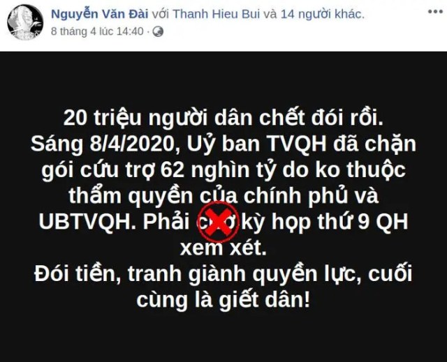 Vạch trần chiêu bài chính trị hoá “gói 62.000 tỷ đồng” của Nguyễn Văn Đài