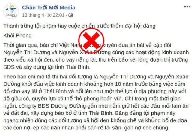 Vạch trần chiêu trò lợi dụng vụ án Đường Dương để “nắn dòng dư luận” trước Đại hội XIII