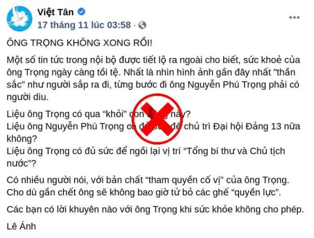 Vạch trần thuyết âm mưu về tình hình sức khỏe của Tổng Bí thư