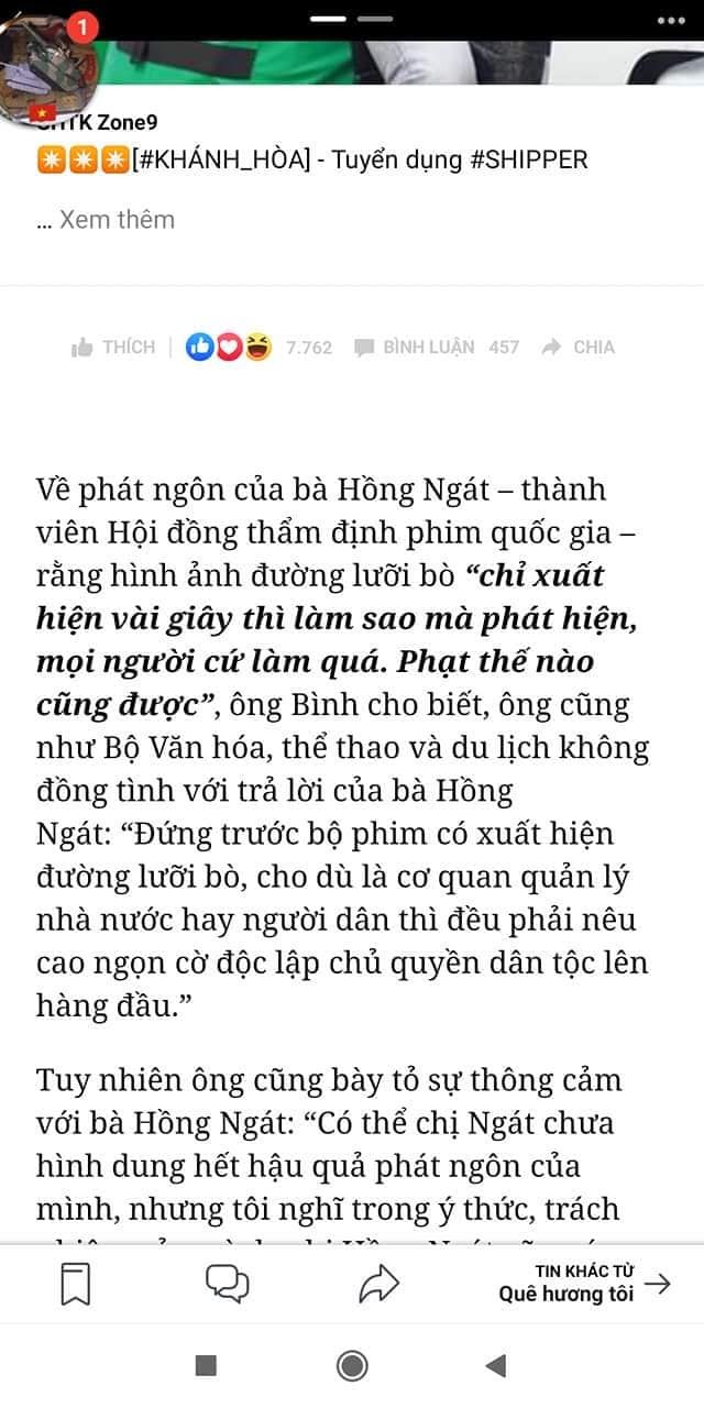 Về bài báo dẫn câu nói của bên kiểm duyệt bảo 