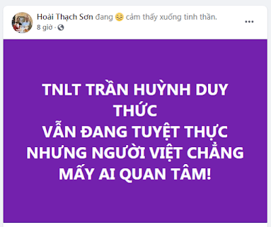 Vì sao chẳng ai quan tâm đến tuyên bố “tuyệt thực” của Trần Huỳnh Duy Thức