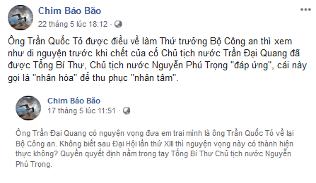 Vì sao fanpage Chim Báo Bão giả vờ ủng hộ Tổng Bí thư Nguyễn Phú Trọng?