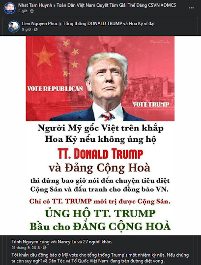 Vì sao giới chống Cộng Việt Nam và Trung Quốc tôn thờ Donald Trump?