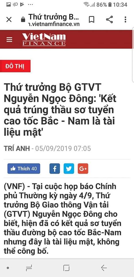 Vì sao kết quả trúng thầu sơ tuyển dự án đường cao tốc Bắc-Nam là tài liệu mật?