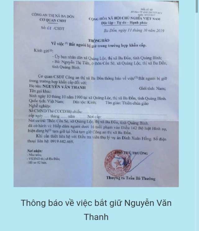 Vì sao một số chức sắc Giáo phận Hà Tĩnh nhốn nháo khi Công an bắt một giáo dân về hành vi hiếp dâm?