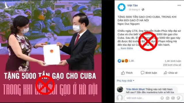 Việt Nam ủng hộ 5.000 tấn gạo cho Cuba, có gì không đúng mà Việt Tân phải lu loa?