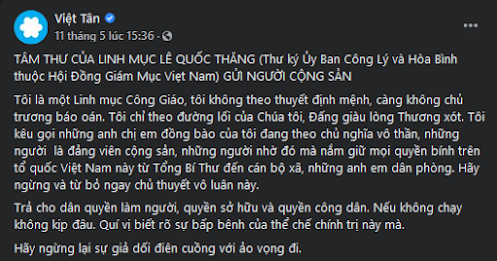 Việt Tân đang kích động người Công giáo đổ máu như Myanmar?