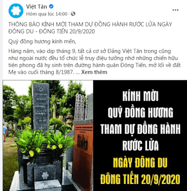 Việt Tân vẫn hậm hực từ thất bại trong chiến dịch “Đông Tiến ” của Hoàng Cơ Minh (P1)