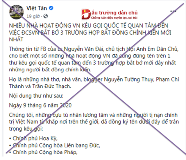 Vô lối tự 'phong' 'Hội nhà báo độc lập' để viết thư cầu cứu trong 'ảo vọng'!