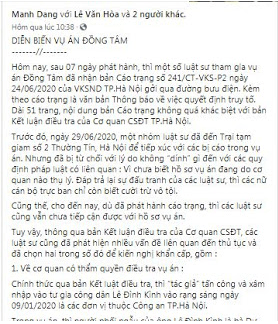 Vụ án Đồng Tâm: Đám luật sư lại diễn trò hề