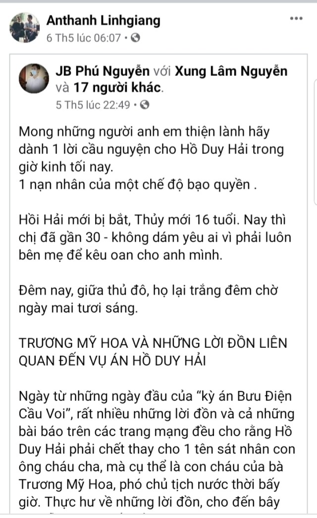 Vụ án Hồ Duy Hải: Khi các linh mục không biết cũng thưa thốt