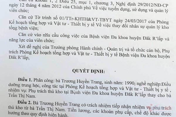 Vụ cô Trương Huyền Trang ở Đắk nông: Quyết định 