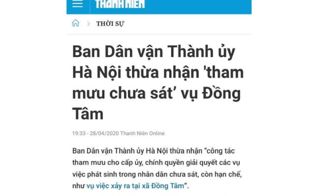 Vụ Đồng Tâm và những kiểu giật tít “bẻ lái” của “lều” báo