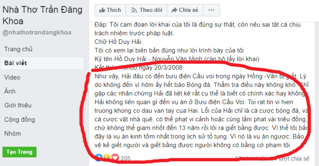 Vụ Hồ Duy Hải: Trần Đăng Khoa lại hồ đồ rồi