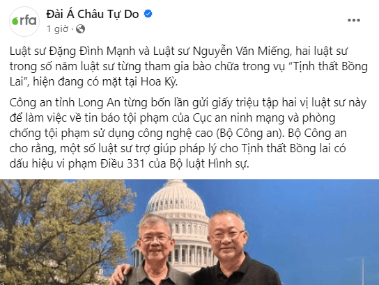 Vụ Ls Đặng Đình Mạnh, Nguyễn Văn Miếng trốn sang Mỹ: Nẻo thiện đã chính thức khép lại