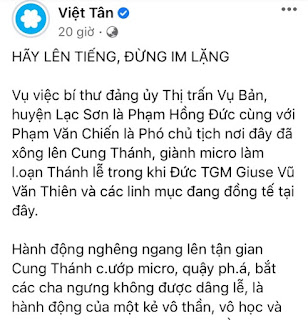 Vụ việc giáo xứ Vụ Bản lại bị lợi dụng...