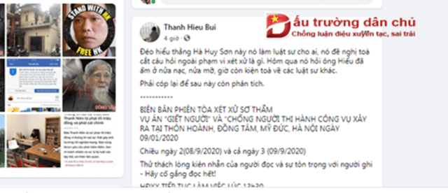 Xét xử vụ án Đồng Tâm: Vì sao luật sư Hà Huy Sơn bị làng dân chủ ngấm ngầm mắng 'đặt câu hỏi ngu'?